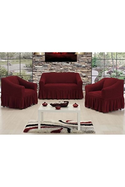 Altınkoza Petek Dokuma Koltuk Örtüsü Std Takım(3+2+1+1)-bordo
