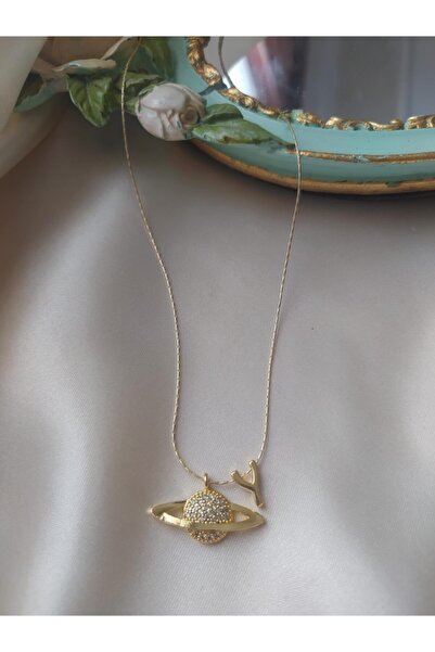 Asia by Leuvoié Saturn Necklace with Letter Y