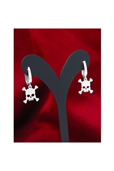 Silver And Silver Kadın Gümüş Beyaz Kuru Kafatası Sallantılı Küpe