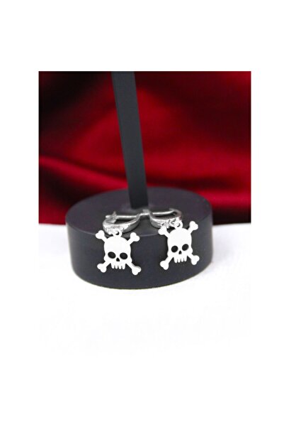 Silver And Silver Kadın Gümüş Beyaz Kuru Kafatası Sallantılı Küpe