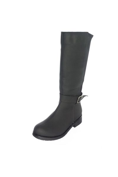 İriadam K1011-2 Black Oiled Nubuck Stretch Women's Boots Large Size Wide Comfortable Fit