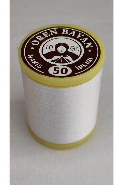 ATMACA TUHAFİYE Ören Women's Koton Machine Embroidery Roller 10 Grams Color: White