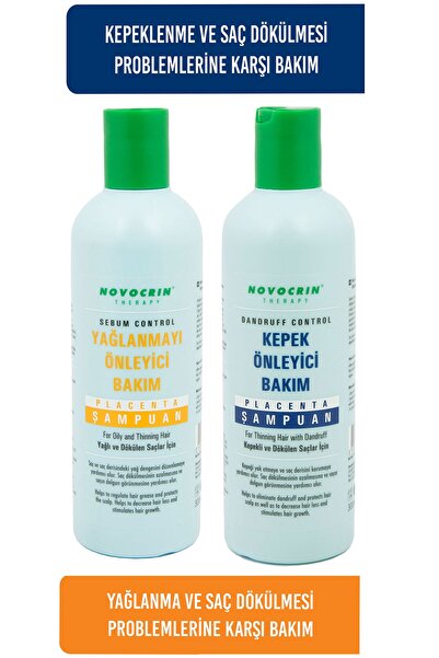 Novocrin Placenta Kepekli Ve Yağlı Dökülen Saçlar Bakım Şampuanı 300 ml 2 Li Paket