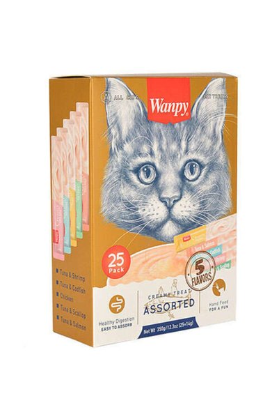 Wanpy Assorted Karışık Likit Creamy Kedi Ödülü 25 X 14 gr