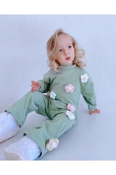 le petit sole Girl's Suit Floral Braided