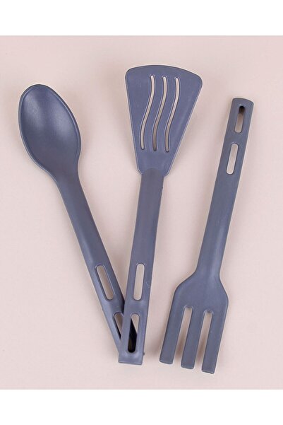 HomeFuture Mutfak Seti Servis Seti Kaşık Seti 3lü Spatula Kaşık Çatal Gri Set...