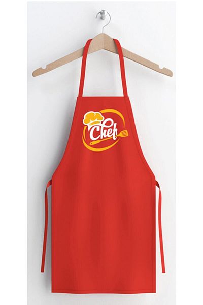 enmalife Chef Printed Red Kitchen Apron