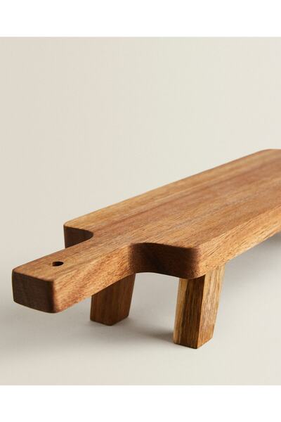 TRİWOOD Doğal Ahşap Ayaklı Kesim Ve Sunum Standı Tahtası Natural Renk 47cmx17.5cmx8cm