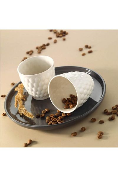 Kütahya Porselen Favo Mug 180 Cc Cream 2 Pack