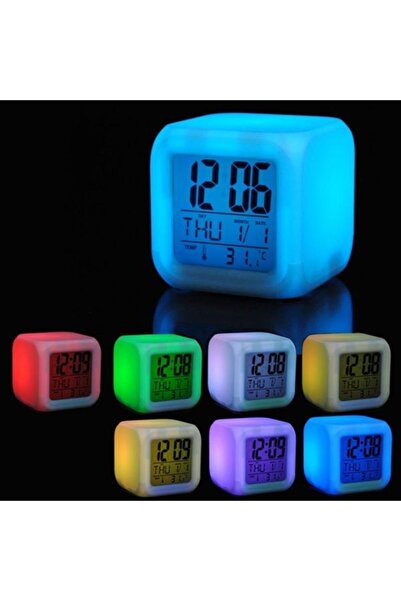 Vipfırsat 7 Renk Değiştiren Çocuk Odası Alarmlı Dijital Küp Çalar Saat
