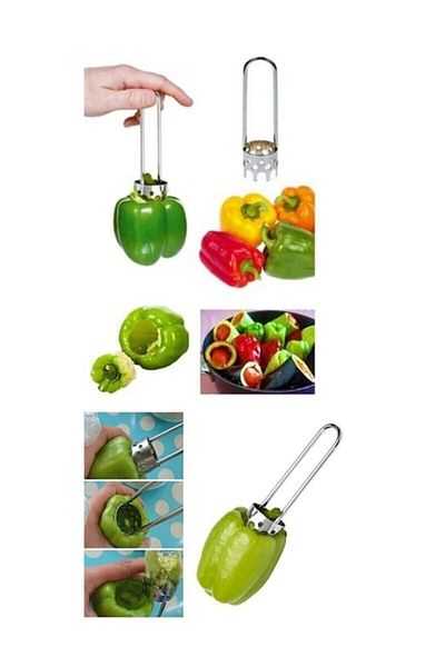 QNİAY Practical Stuffed Pepper, Capia Pepper, Pumpkin, Eggplant Corer Metal Vegetable Corer