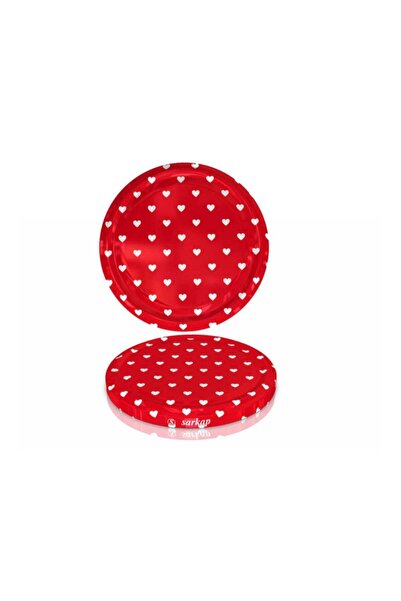 Tutaldesign Paketli 10 Adet Kavanoz Kapağı - Kırmızı Kalp- 82mm