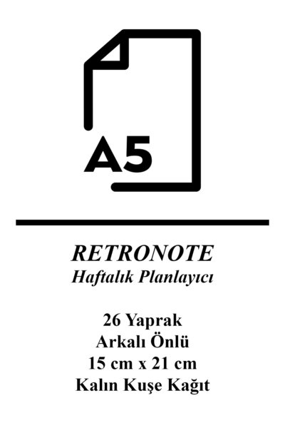 retronote Starry Night A5 Haftalık Planlayıcı - Çift Taraf 26 Yaprak - 1 Yıllık - 15x21 Cm - Kalın Kağıt