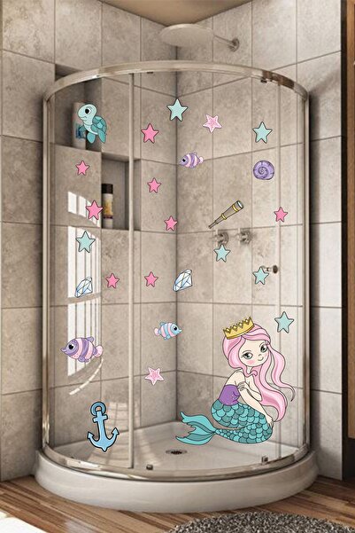 Echo Home Deniz Kızı Deniz Yıldızları Ve Balıklar Duşakabin Ve Banyo Sticker