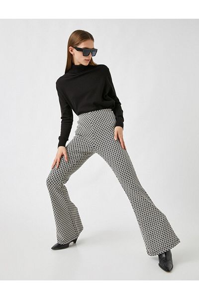 Koton Cotton High Waist Wide Leg Trousers