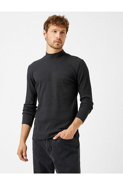 Koton Ribbed Sweater High Collar Cotton