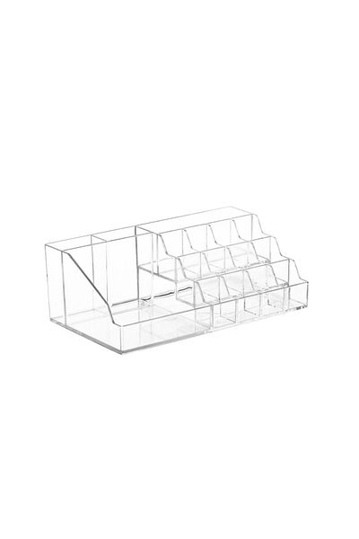 Eynel Transparent Makeup Organizer Large Crystal Makeup Desk Organizer Cosmetic Organizer Box