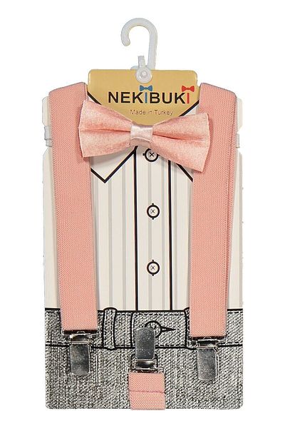 NEKİBUKİ Set papion cu bretele pentru pantaloni roz somon 1-9 ani