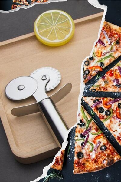 QNİAY Steel Double Headed Pizza Ravioli Dough Cutter Cutting Knife Dough Roll