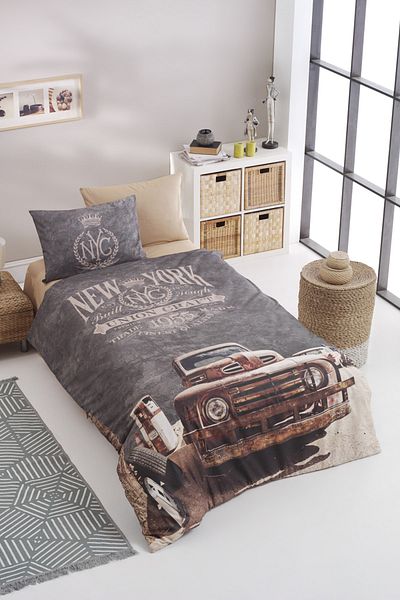 Colorpool Craft Truck Digital Printed Single Quilt Cover Set
