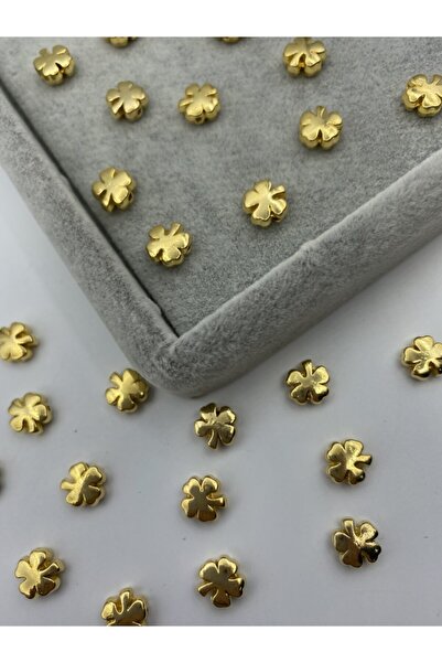 Hedef Bijuteri 3 قطع، شكل البرسيم المطلي بالذهب عيار 18 قيراط، خرز مجوهرات مثقوب