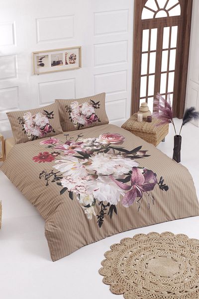 Colorpool Σετ παπλωματοθήκης Creamy Blossom Digital Printed Διπλό