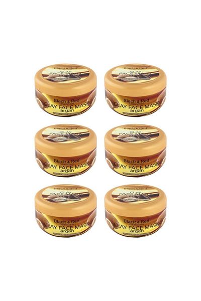 Black Red Black And Red Clay Face Mask 400 ml Argan 6 Pieces