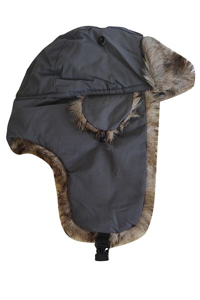 SYT Pilot Hat Winter Waterproof Hat with Fur Inside Gray