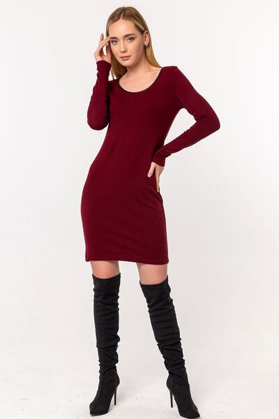 Laranor Rochie tricotată cu guler balerină burgundy