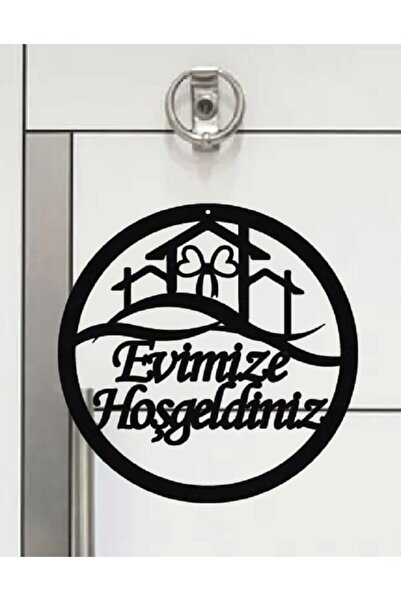 NT Handmade Siyah Ahşap Evimize Hoşgeldiniz Duvar Dekoru - Ev Dekorasyon Kapı...