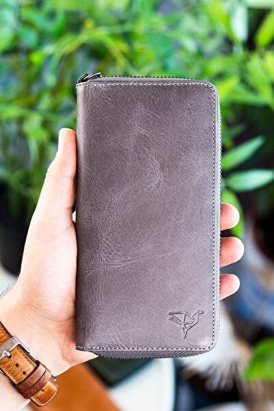 Garbalia Pouzdro na peněženku Mandela z pravé kůže Crazy Grey