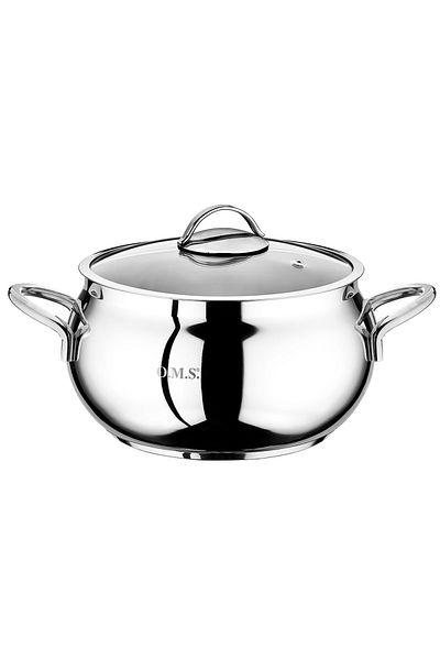 OMS 2031 Küre Deep Steel Pot 18x11 Cm Glass Lid Metal Handle