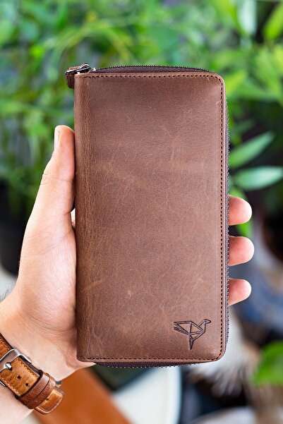 Garbalia Картодържател за унисекс портфейл Mandela от естествена кожа Crazy Brown