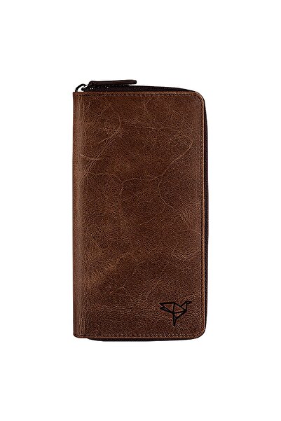 Garbalia Univerzální pouzdro na peněženku Mandela z pravé kůže Crazy Brown