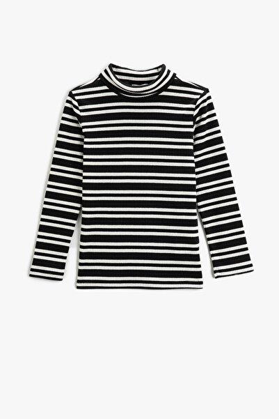 Koton Κοριτσίστικο μαύρο ριγέ μπλουζάκι 2KKG17978OK