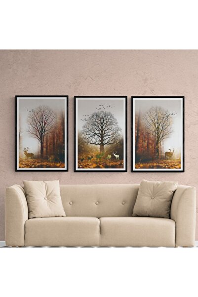 TekTablo Çerçeveli Ahşap Tablo Seti 3 Prç