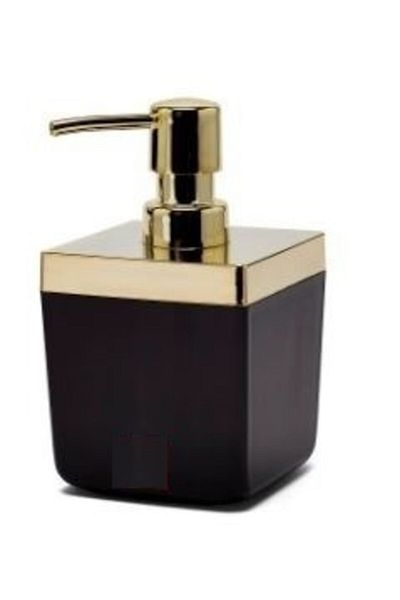 BAUBOSS Tuscany Liquid Soap Dispenser Transparent Black Gold Frame