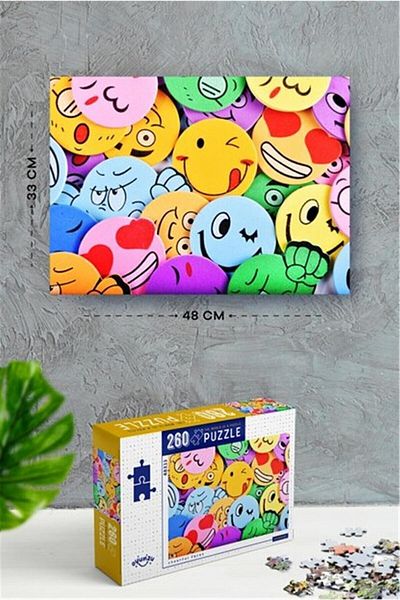 NT Handmade 260 Piece Cheerful Faces Puzzle Set with Glue and Rope - Cheerful Faces Puzzle Set