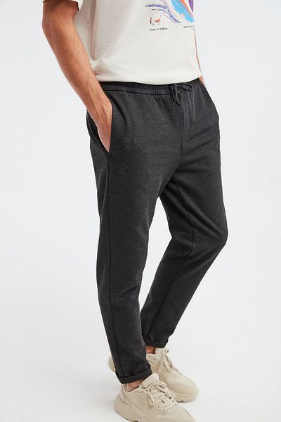 GRIMELANGE Unblended Men's Anthracite Solid Color Trousers