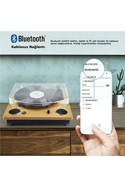Record Master Pikap Tt249 Retro Pikap - Bluetooth + Mp3 Kayıt Özelliği- 33, 45, 78 Devir Rm-tt249