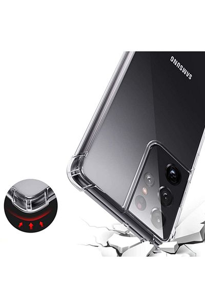 Ally Mobile حافظة Sm Galaxy S21 Ultra - S30 Ultra مقاومة للصدمات من السيليكون الشفاف