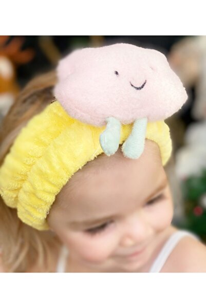 QUEEN AKSESUAR Drăguț și adorabil catifea pufos nor copil bebeluș bentiță bandana galben roz