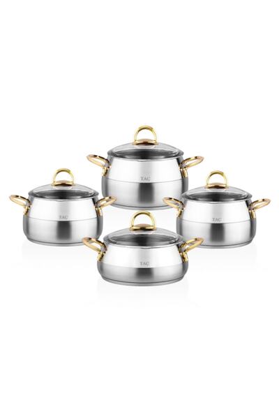 Taç Nobis Induction Base 8 Piece Steel Cookware Set Gold