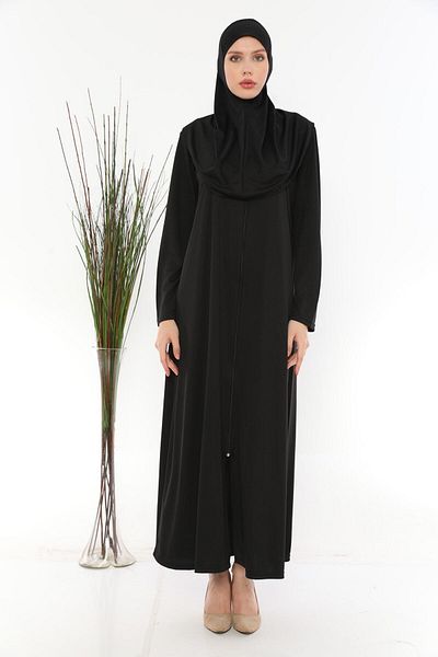 Renda Moda Γυναικείο φόρεμα προσευχής με φερμουάρ Easy to Wear Μαύρο