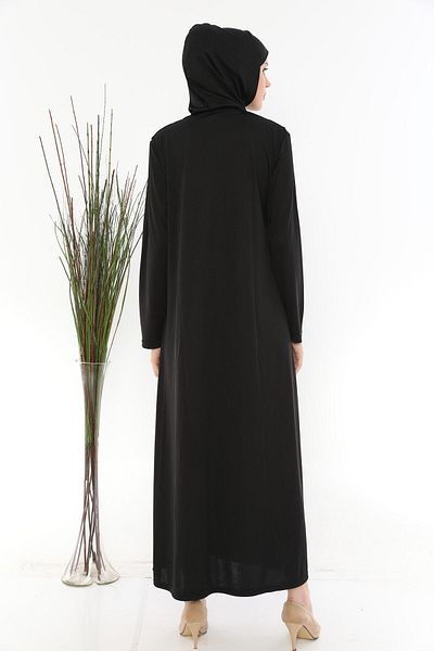 Renda Moda Γυναικείο φόρεμα προσευχής με φερμουάρ Easy to Wear Μαύρο