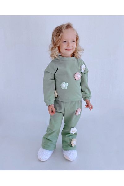 le petit sole Girl's Suit Floral Braided