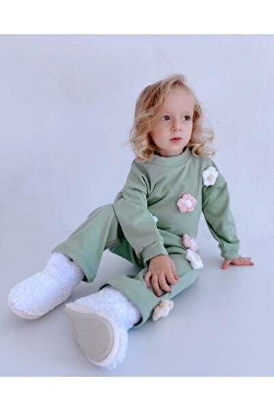 le petit sole Girl's Suit Floral Braided