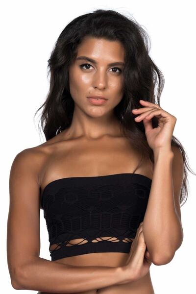 Emay Korse Corset dublu tricot, fără bretele, negru Emay 4050