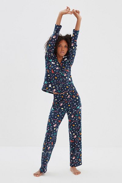 Trendyol Collection Pyjama - Dunkelblau - Weihnachten