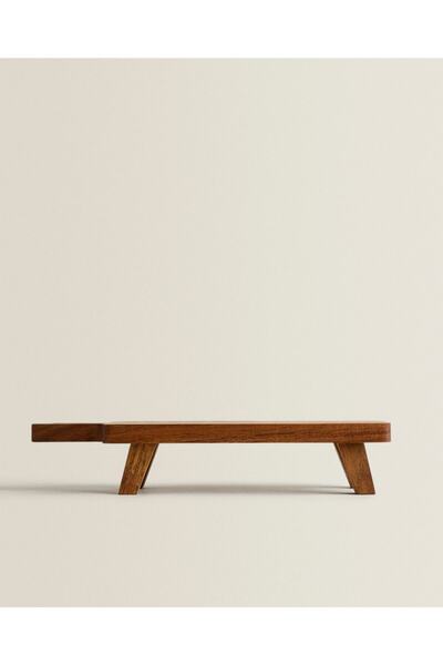 TRİWOOD Doğal Ahşap Ayaklı Kesim Ve Sunum Standı Tahtası Natural Renk 47cmx17.5cmx8cm